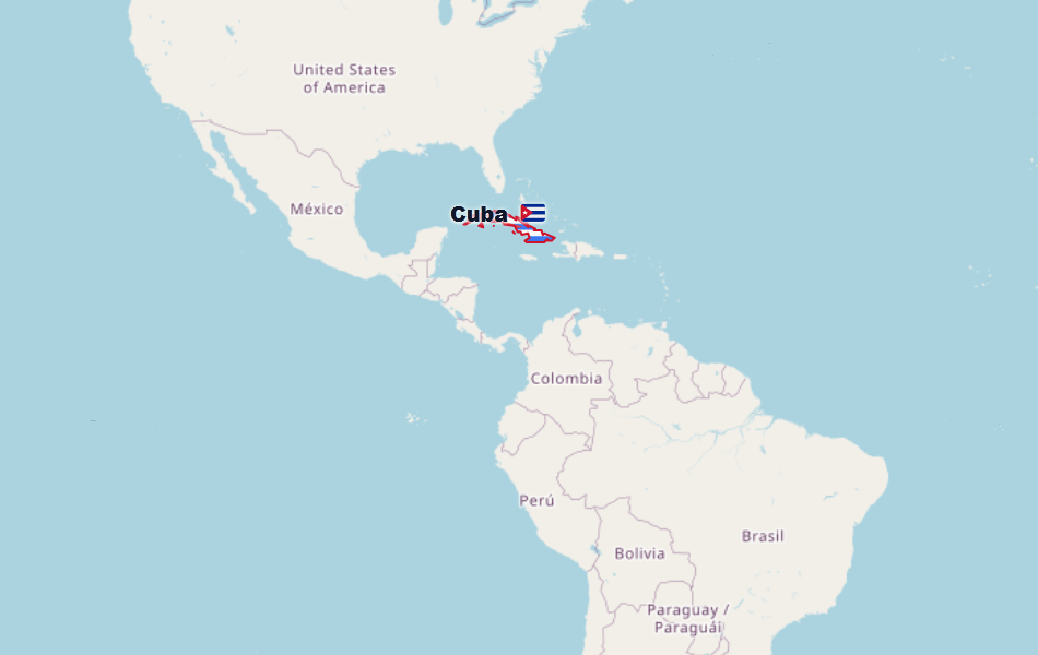 Куба на карте Америки